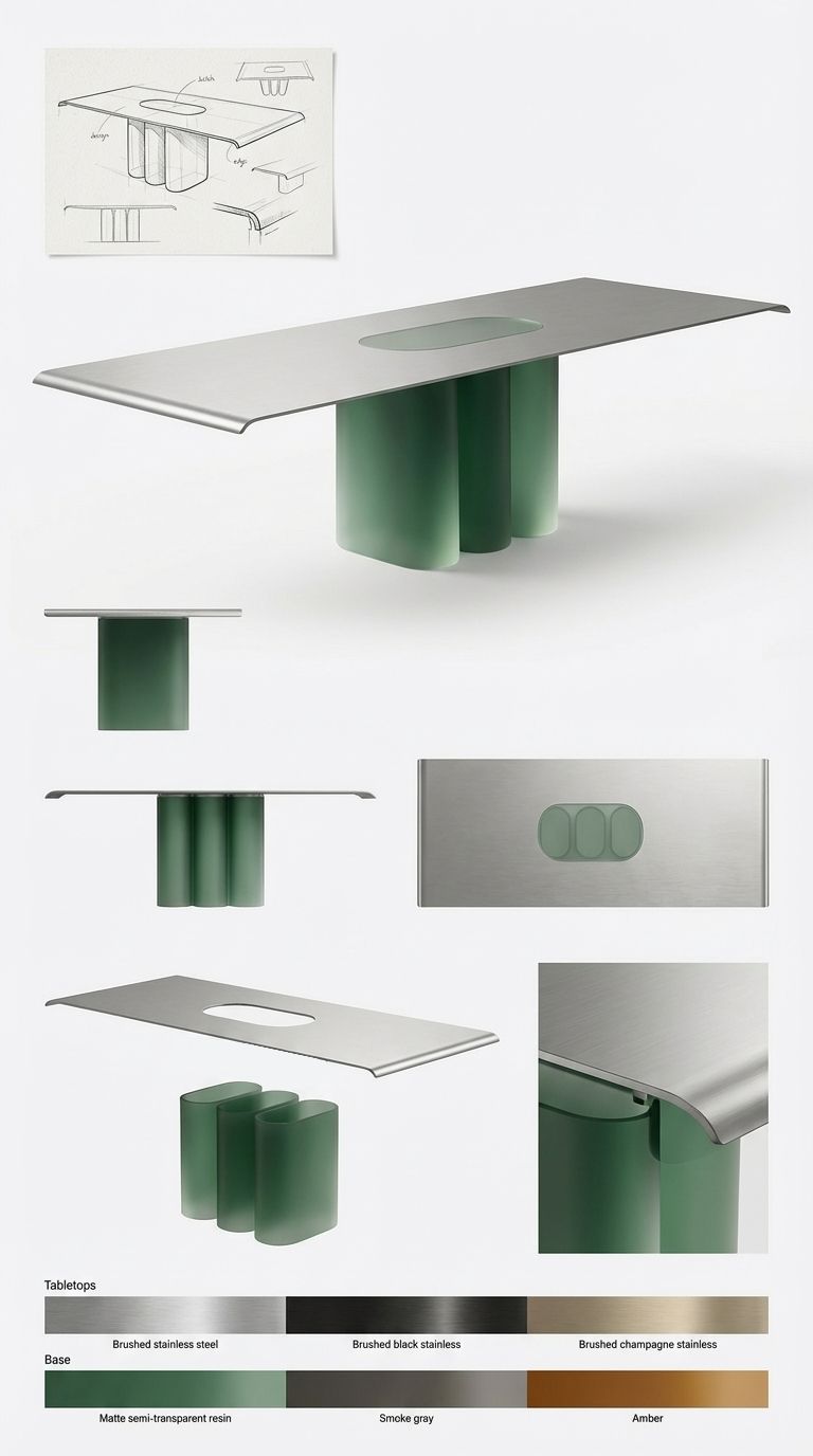 Resin and Stainless Steel Table, Studio Bebas